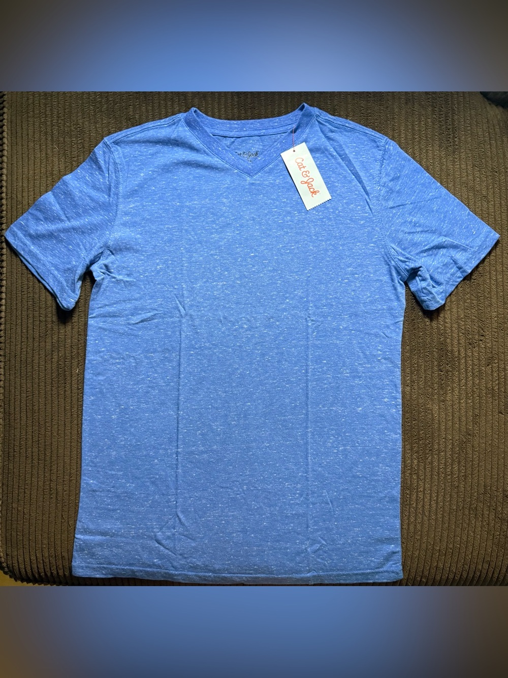 NWT Cat & Jack Blue Heather Short Sleeve V-Neck Tee